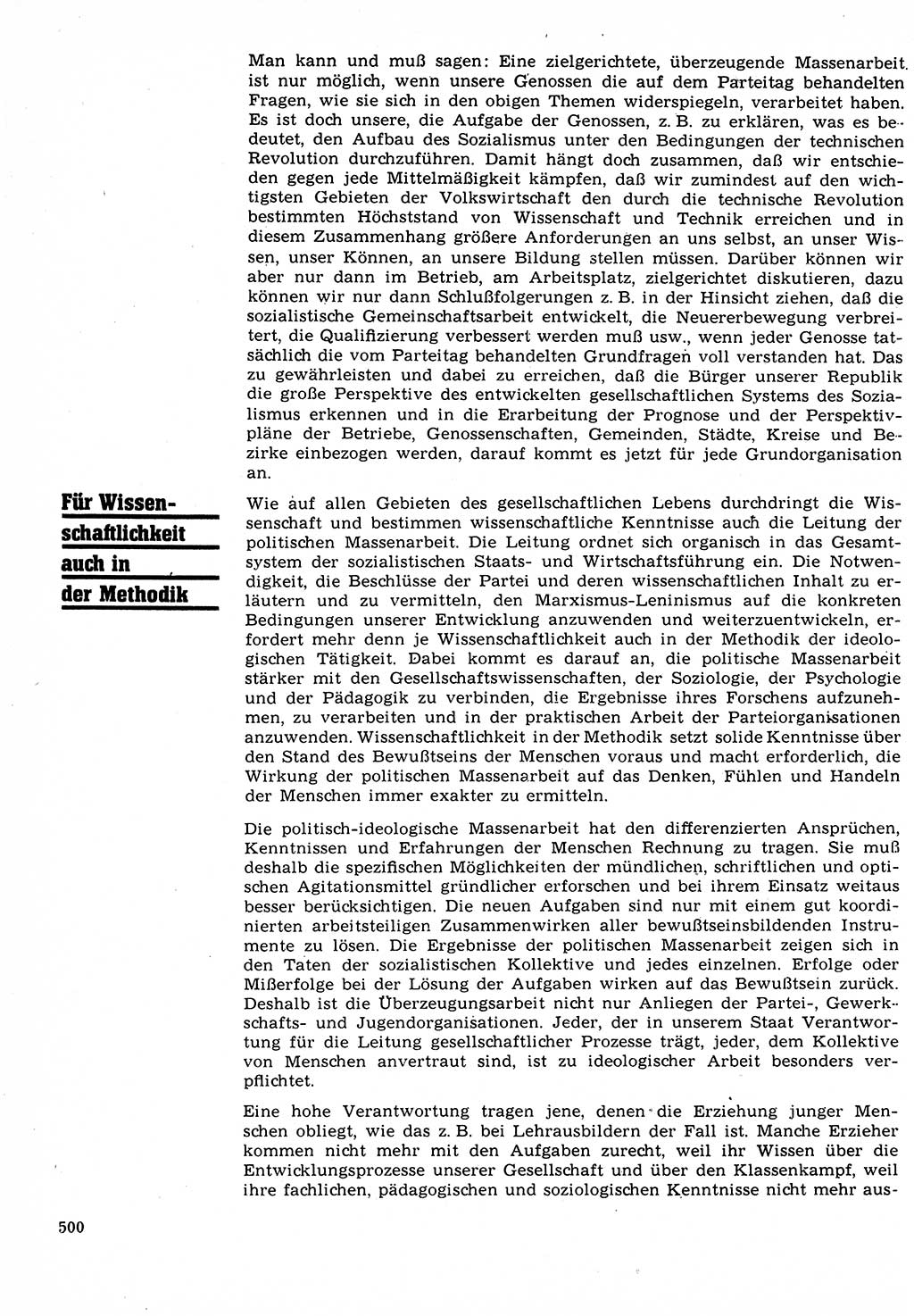 Neuer Weg (NW), Organ des Zentralkomitees (ZK) der SED (Sozialistische Einheitspartei Deutschlands) für Fragen des Parteilebens, 22. Jahrgang [Deutsche Demokratische Republik (DDR)] 1967, Seite 500 (NW ZK SED DDR 1967, S. 500)