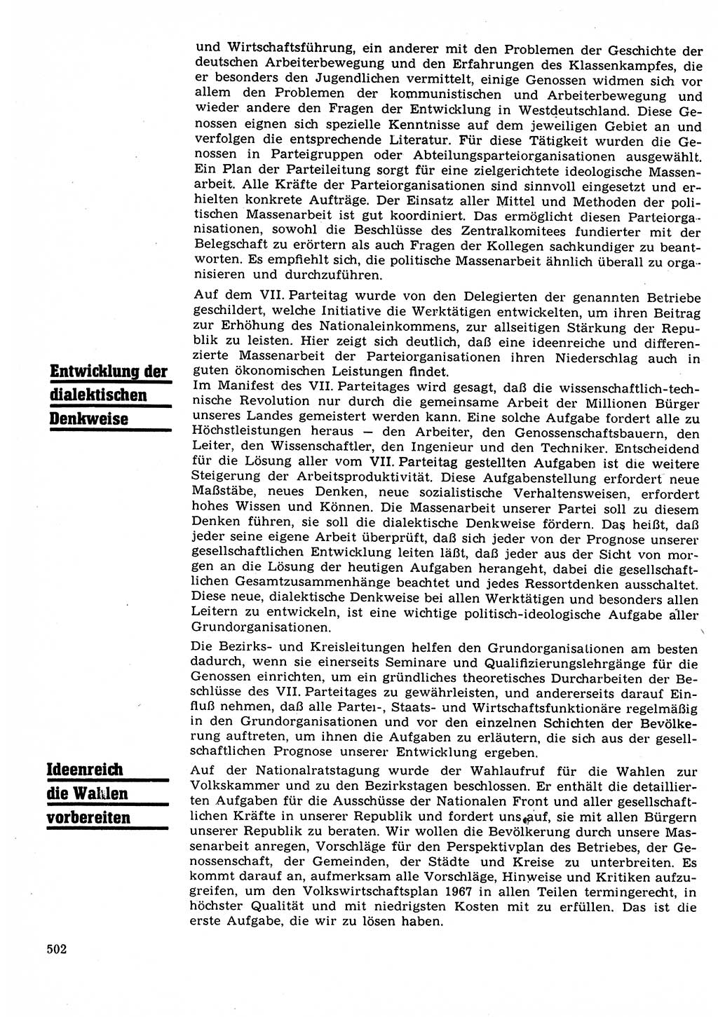 Neuer Weg (NW), Organ des Zentralkomitees (ZK) der SED (Sozialistische Einheitspartei Deutschlands) für Fragen des Parteilebens, 22. Jahrgang [Deutsche Demokratische Republik (DDR)] 1967, Seite 502 (NW ZK SED DDR 1967, S. 502)