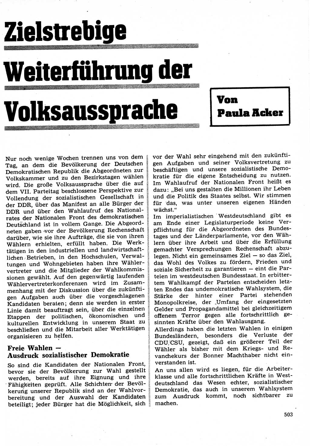Neuer Weg (NW), Organ des Zentralkomitees (ZK) der SED (Sozialistische Einheitspartei Deutschlands) für Fragen des Parteilebens, 22. Jahrgang [Deutsche Demokratische Republik (DDR)] 1967, Seite 503 (NW ZK SED DDR 1967, S. 503)