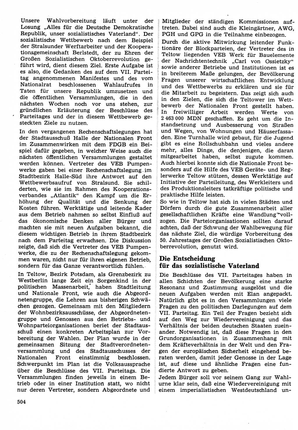 Neuer Weg (NW), Organ des Zentralkomitees (ZK) der SED (Sozialistische Einheitspartei Deutschlands) für Fragen des Parteilebens, 22. Jahrgang [Deutsche Demokratische Republik (DDR)] 1967, Seite 504 (NW ZK SED DDR 1967, S. 504)