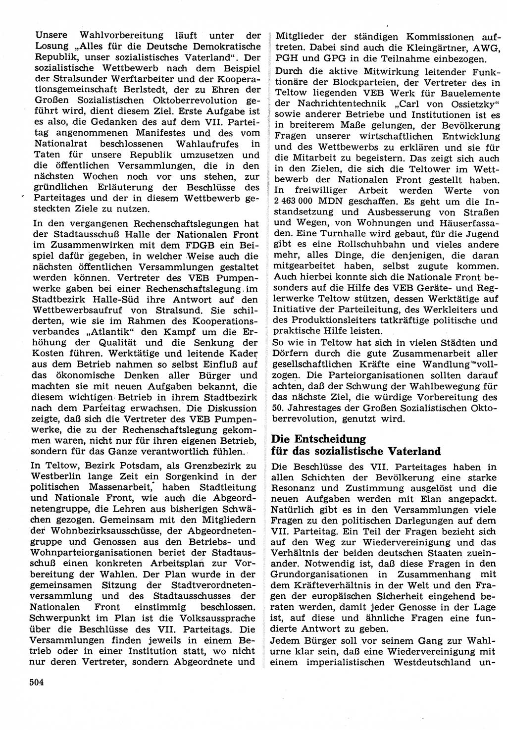 Neuer Weg (NW), Organ des Zentralkomitees (ZK) der SED (Sozialistische Einheitspartei Deutschlands) für Fragen des Parteilebens, 22. Jahrgang [Deutsche Demokratische Republik (DDR)] 1967, Seite 504 (NW ZK SED DDR 1967, S. 504)