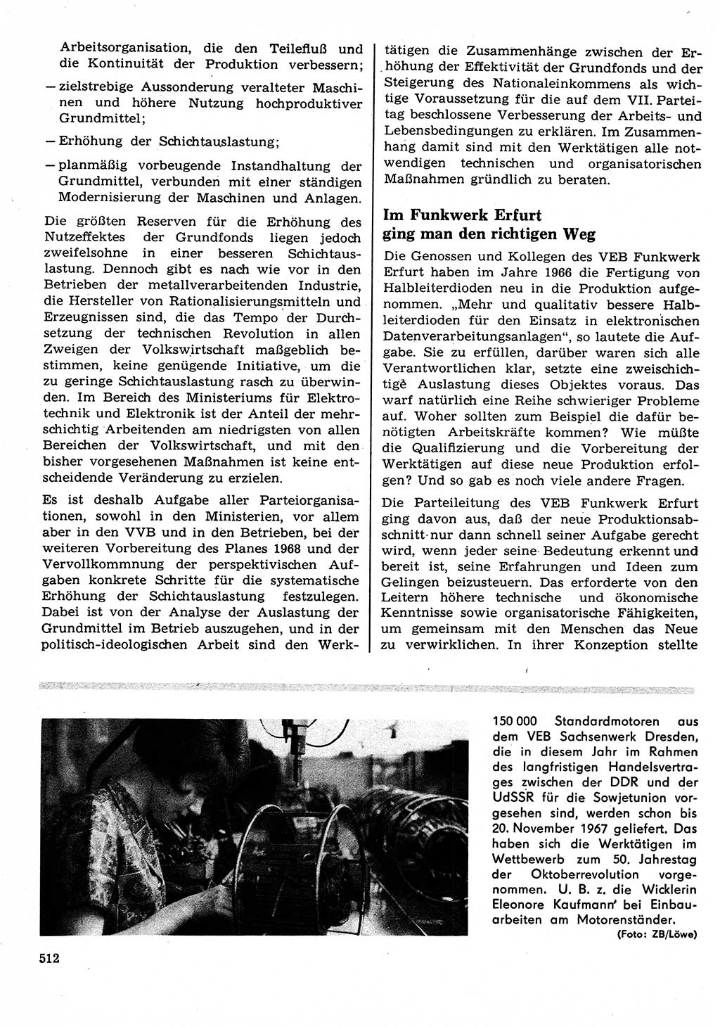 Neuer Weg (NW), Organ des Zentralkomitees (ZK) der SED (Sozialistische Einheitspartei Deutschlands) für Fragen des Parteilebens, 22. Jahrgang [Deutsche Demokratische Republik (DDR)] 1967, Seite 512 (NW ZK SED DDR 1967, S. 512)