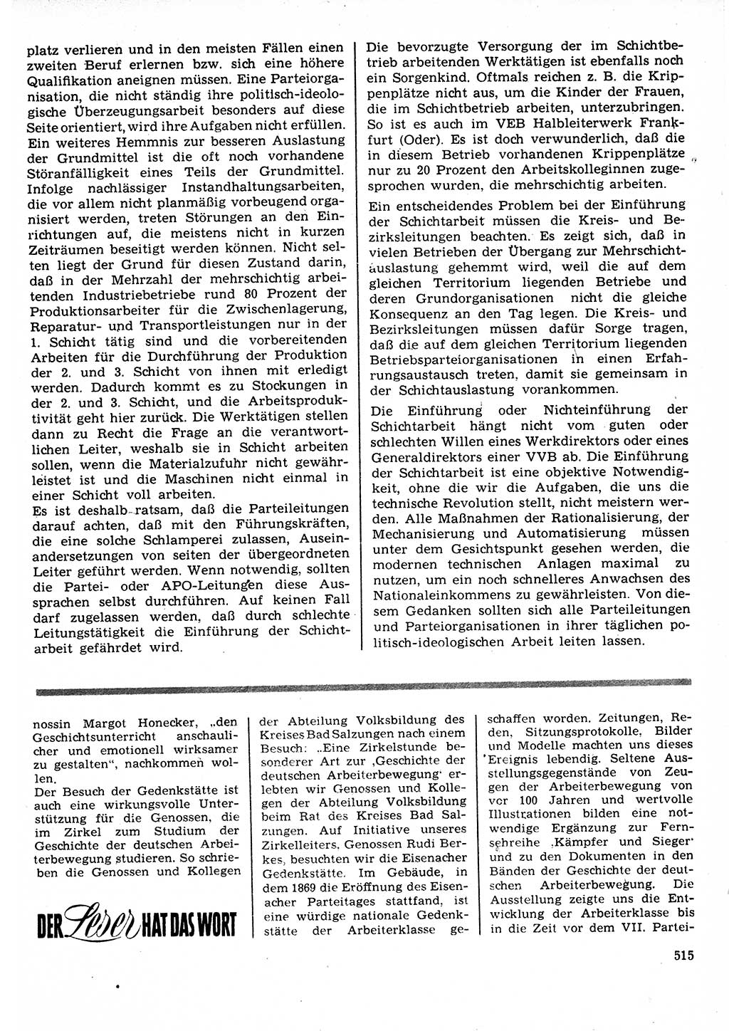 Neuer Weg (NW), Organ des Zentralkomitees (ZK) der SED (Sozialistische Einheitspartei Deutschlands) für Fragen des Parteilebens, 22. Jahrgang [Deutsche Demokratische Republik (DDR)] 1967, Seite 515 (NW ZK SED DDR 1967, S. 515)