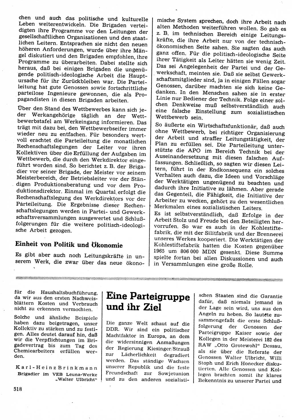 Neuer Weg (NW), Organ des Zentralkomitees (ZK) der SED (Sozialistische Einheitspartei Deutschlands) fÃ¼r Fragen des Parteilebens, 22. Jahrgang [Deutsche Demokratische Republik (DDR)] 1967, Seite 518 (NW ZK SED DDR 1967, S. 518)