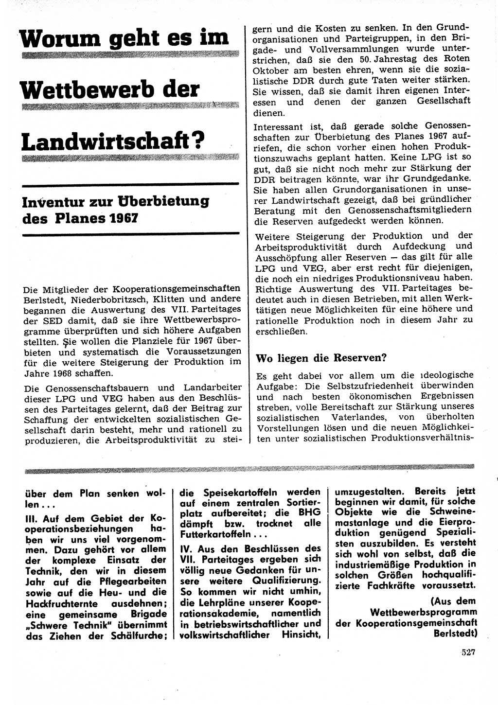 Neuer Weg (NW), Organ des Zentralkomitees (ZK) der SED (Sozialistische Einheitspartei Deutschlands) für Fragen des Parteilebens, 22. Jahrgang [Deutsche Demokratische Republik (DDR)] 1967, Seite 527 (NW ZK SED DDR 1967, S. 527)