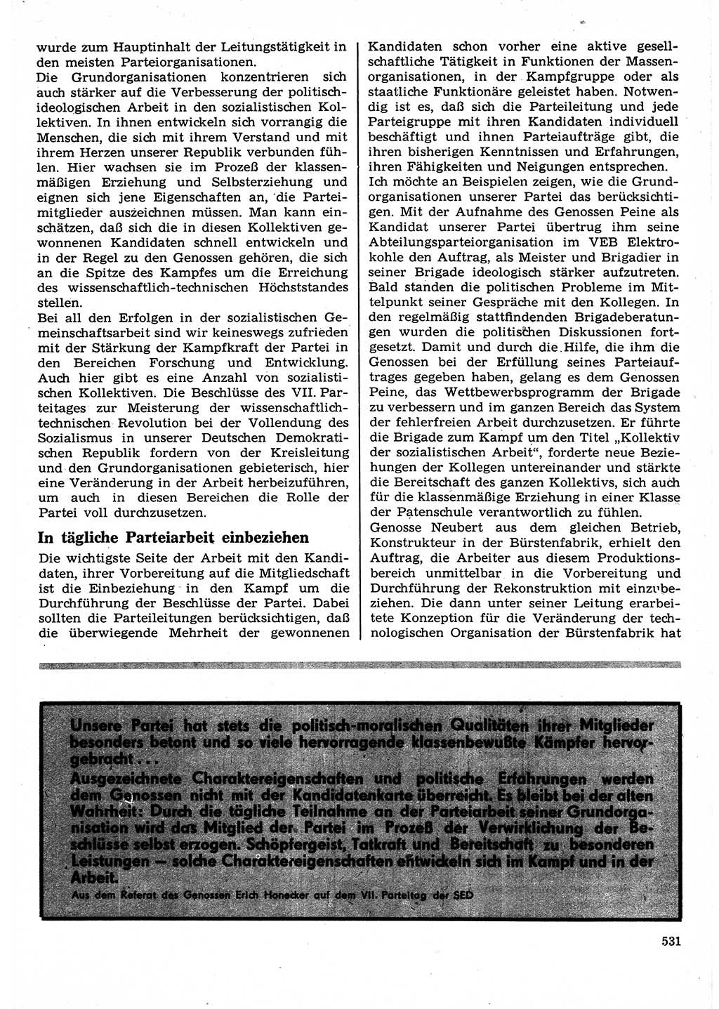 Neuer Weg (NW), Organ des Zentralkomitees (ZK) der SED (Sozialistische Einheitspartei Deutschlands) für Fragen des Parteilebens, 22. Jahrgang [Deutsche Demokratische Republik (DDR)] 1967, Seite 531 (NW ZK SED DDR 1967, S. 531)