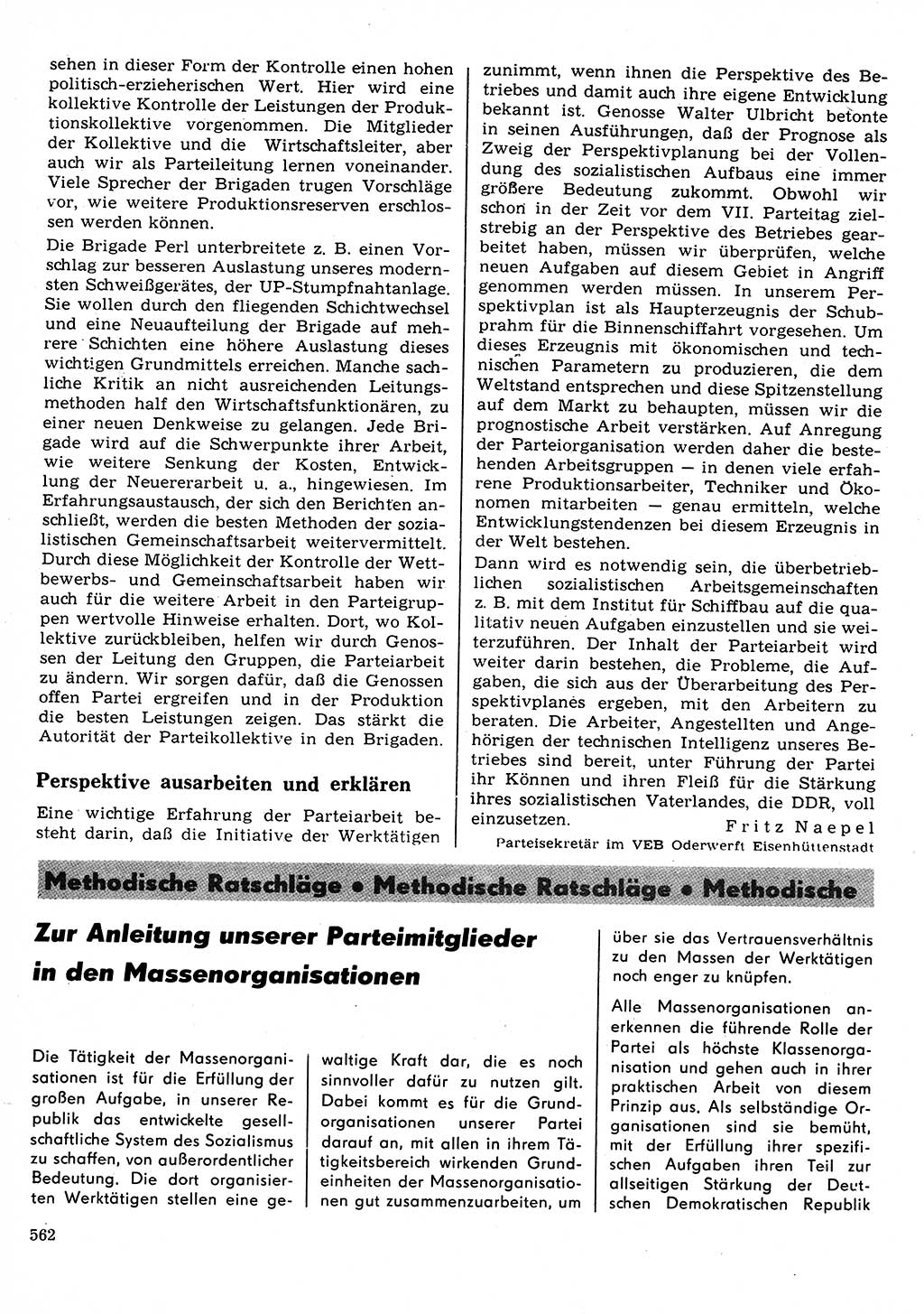 Neuer Weg (NW), Organ des Zentralkomitees (ZK) der SED (Sozialistische Einheitspartei Deutschlands) für Fragen des Parteilebens, 22. Jahrgang [Deutsche Demokratische Republik (DDR)] 1967, Seite 562 (NW ZK SED DDR 1967, S. 562)