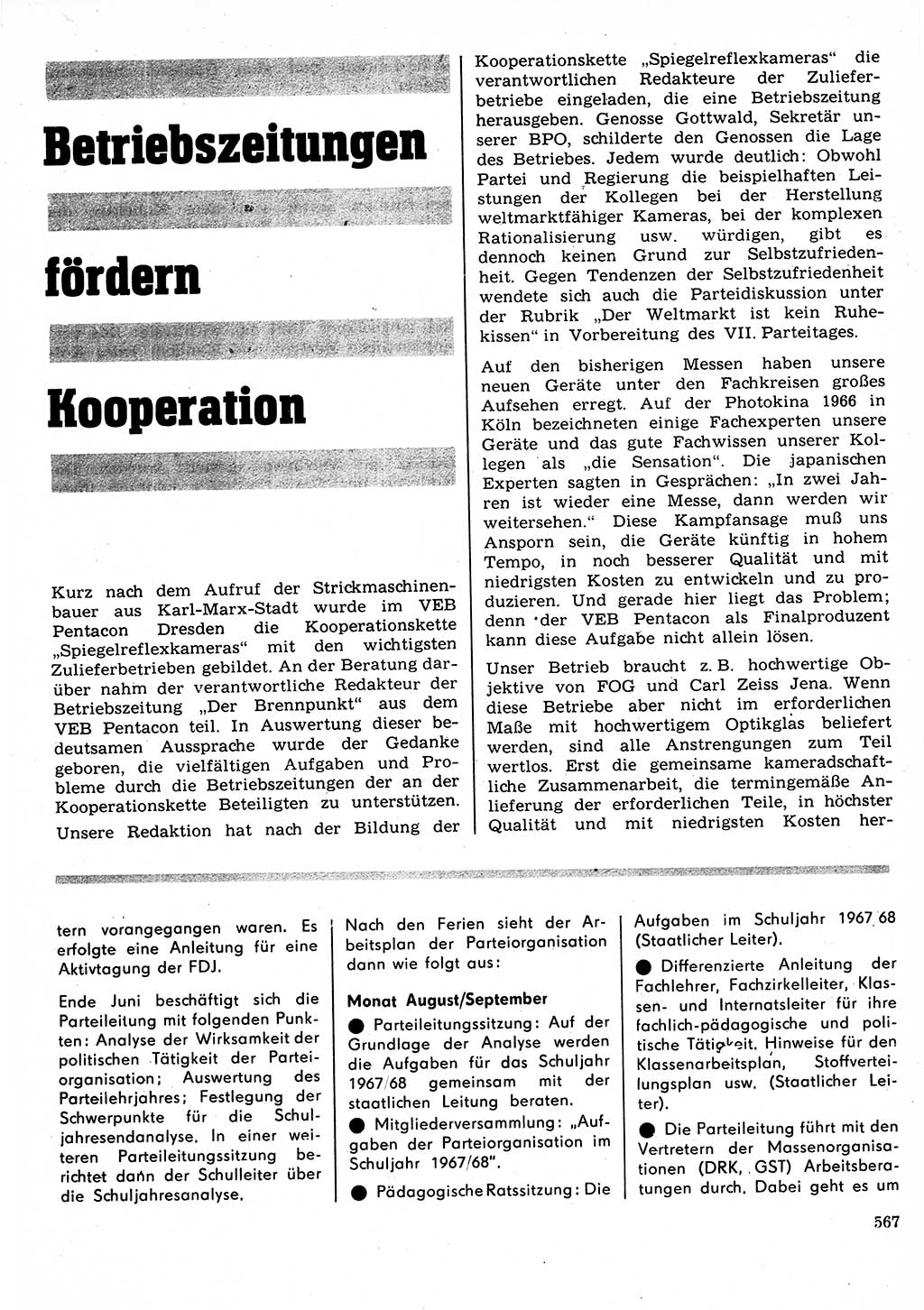 Neuer Weg (NW), Organ des Zentralkomitees (ZK) der SED (Sozialistische Einheitspartei Deutschlands) für Fragen des Parteilebens, 22. Jahrgang [Deutsche Demokratische Republik (DDR)] 1967, Seite 567 (NW ZK SED DDR 1967, S. 567)