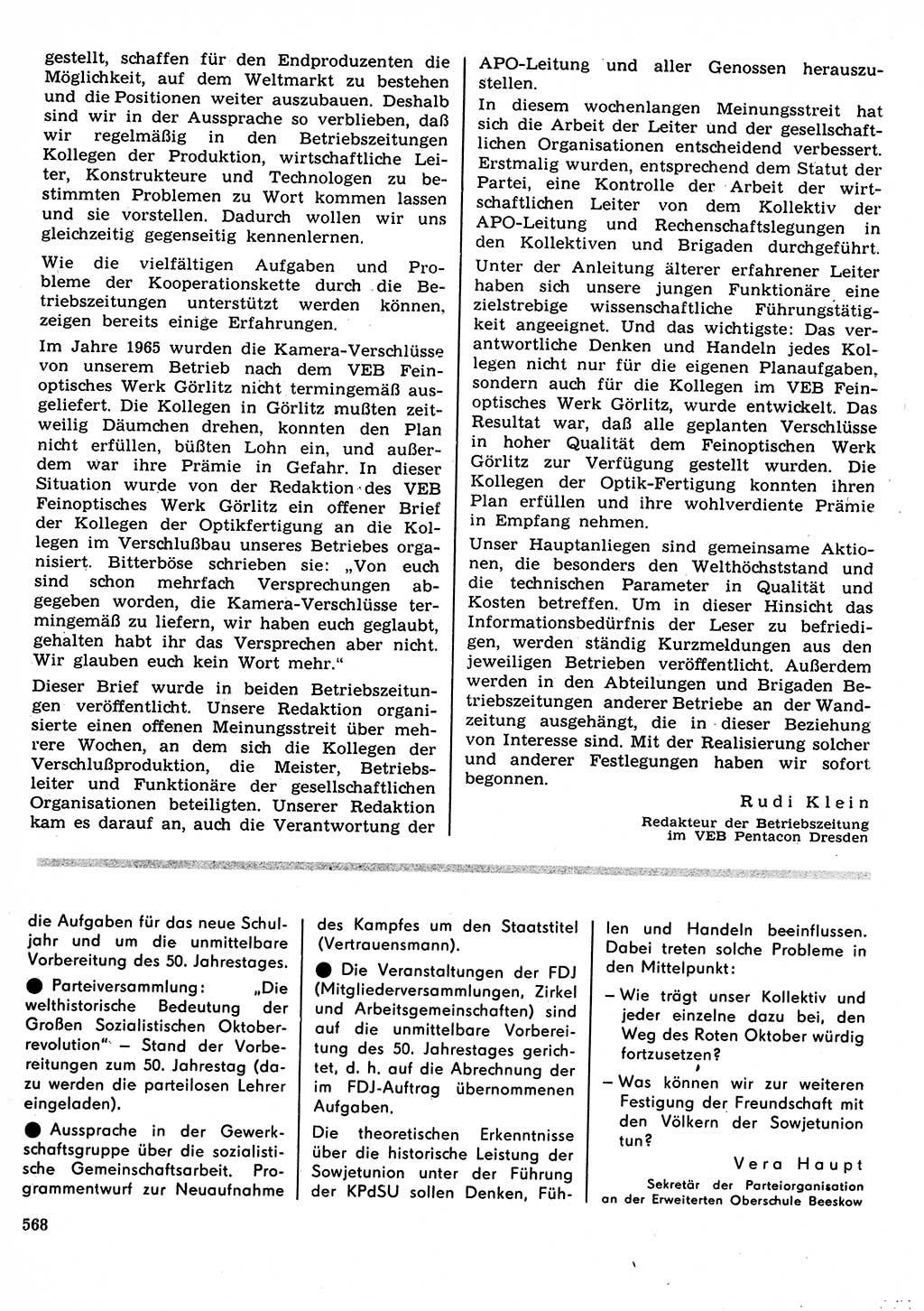 Neuer Weg (NW), Organ des Zentralkomitees (ZK) der SED (Sozialistische Einheitspartei Deutschlands) für Fragen des Parteilebens, 22. Jahrgang [Deutsche Demokratische Republik (DDR)] 1967, Seite 568 (NW ZK SED DDR 1967, S. 568)