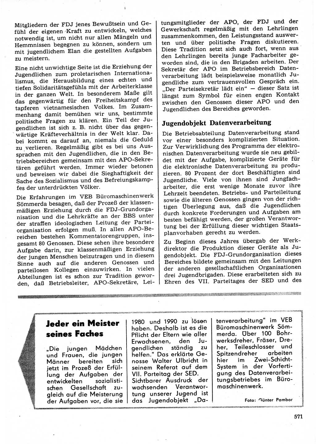 Neuer Weg (NW), Organ des Zentralkomitees (ZK) der SED (Sozialistische Einheitspartei Deutschlands) für Fragen des Parteilebens, 22. Jahrgang [Deutsche Demokratische Republik (DDR)] 1967, Seite 571 (NW ZK SED DDR 1967, S. 571)