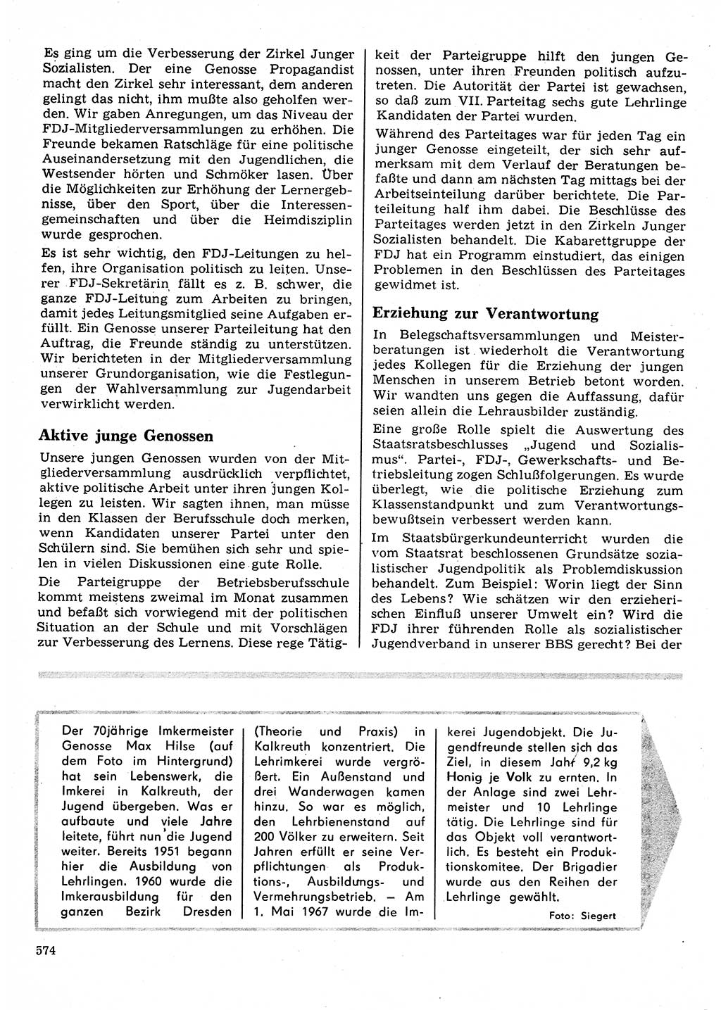 Neuer Weg (NW), Organ des Zentralkomitees (ZK) der SED (Sozialistische Einheitspartei Deutschlands) für Fragen des Parteilebens, 22. Jahrgang [Deutsche Demokratische Republik (DDR)] 1967, Seite 574 (NW ZK SED DDR 1967, S. 574)