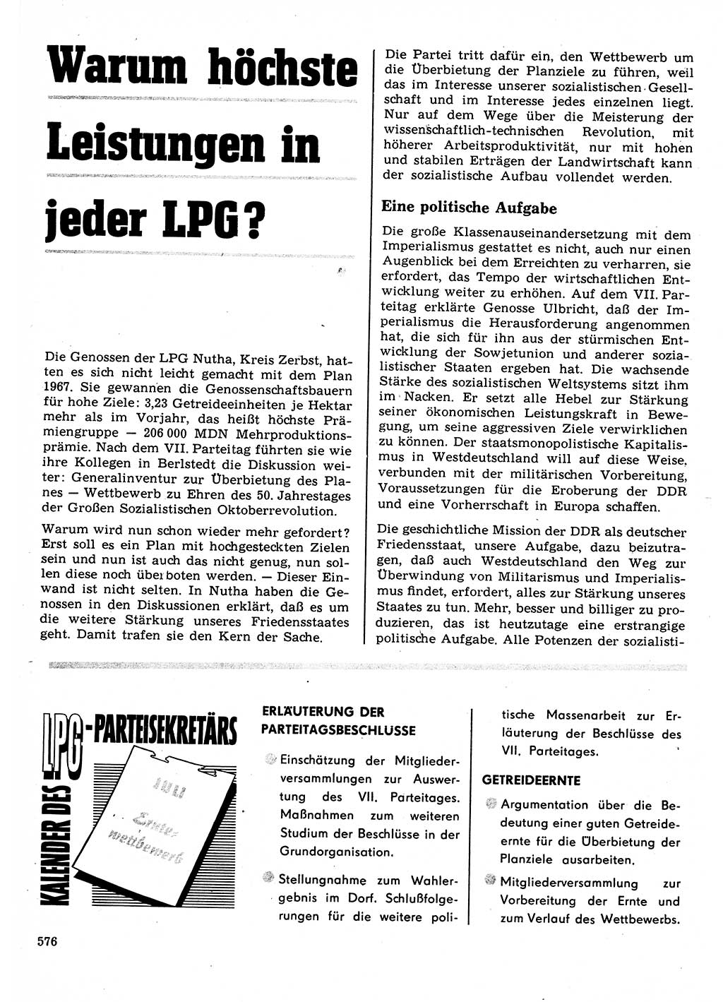 Neuer Weg (NW), Organ des Zentralkomitees (ZK) der SED (Sozialistische Einheitspartei Deutschlands) für Fragen des Parteilebens, 22. Jahrgang [Deutsche Demokratische Republik (DDR)] 1967, Seite 576 (NW ZK SED DDR 1967, S. 576)