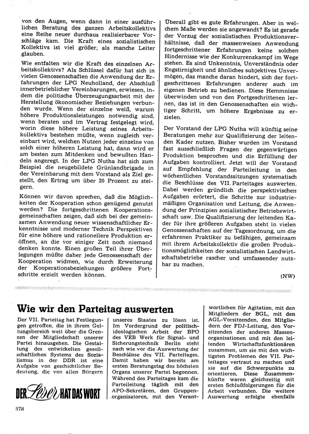 Neuer Weg (NW), Organ des Zentralkomitees (ZK) der SED (Sozialistische Einheitspartei Deutschlands) für Fragen des Parteilebens, 22. Jahrgang [Deutsche Demokratische Republik (DDR)] 1967, Seite 578 (NW ZK SED DDR 1967, S. 578)