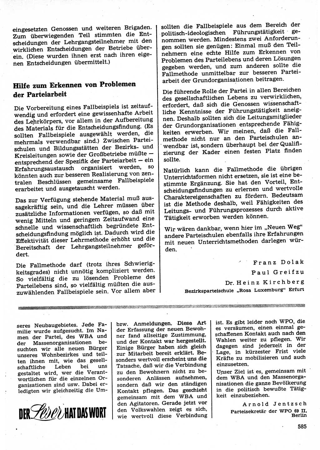 Neuer Weg (NW), Organ des Zentralkomitees (ZK) der SED (Sozialistische Einheitspartei Deutschlands) für Fragen des Parteilebens, 22. Jahrgang [Deutsche Demokratische Republik (DDR)] 1967, Seite 585 (NW ZK SED DDR 1967, S. 585)