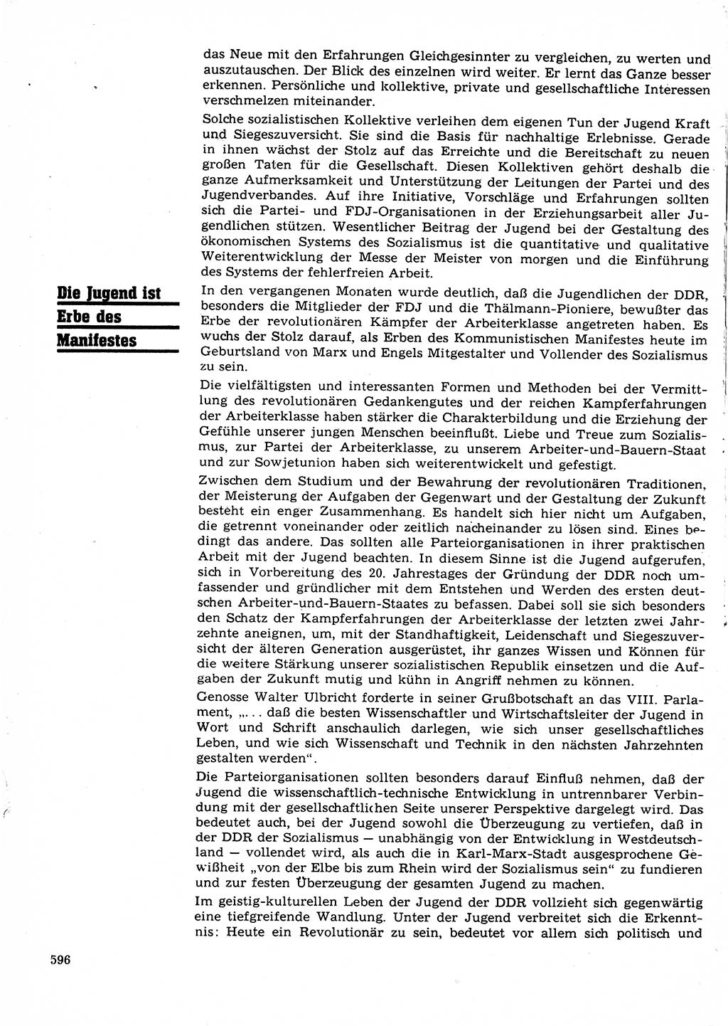 Neuer Weg (NW), Organ des Zentralkomitees (ZK) der SED (Sozialistische Einheitspartei Deutschlands) für Fragen des Parteilebens, 22. Jahrgang [Deutsche Demokratische Republik (DDR)] 1967, Seite 596 (NW ZK SED DDR 1967, S. 596)