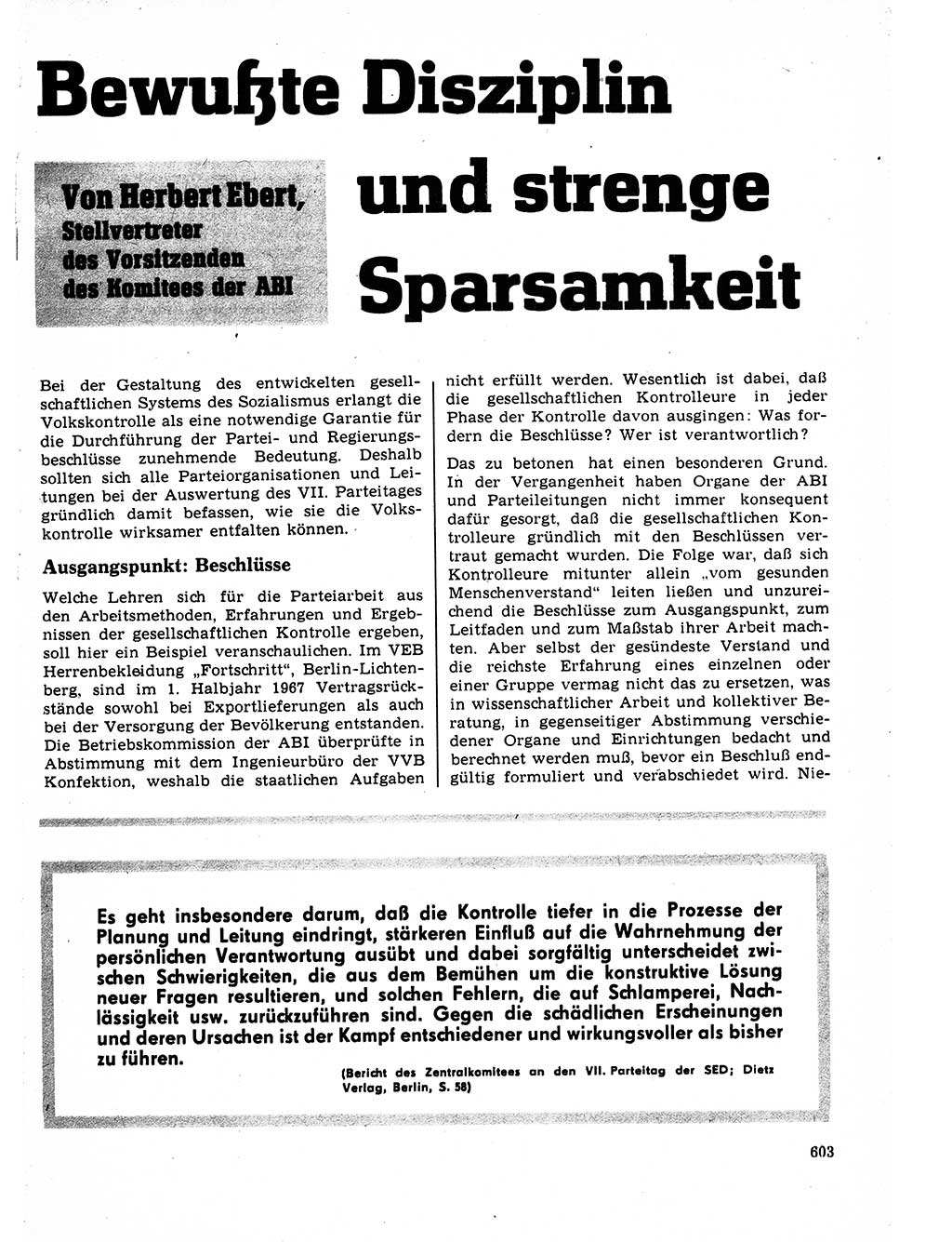 Neuer Weg (NW), Organ des Zentralkomitees (ZK) der SED (Sozialistische Einheitspartei Deutschlands) für Fragen des Parteilebens, 22. Jahrgang [Deutsche Demokratische Republik (DDR)] 1967, Seite 603 (NW ZK SED DDR 1967, S. 603)