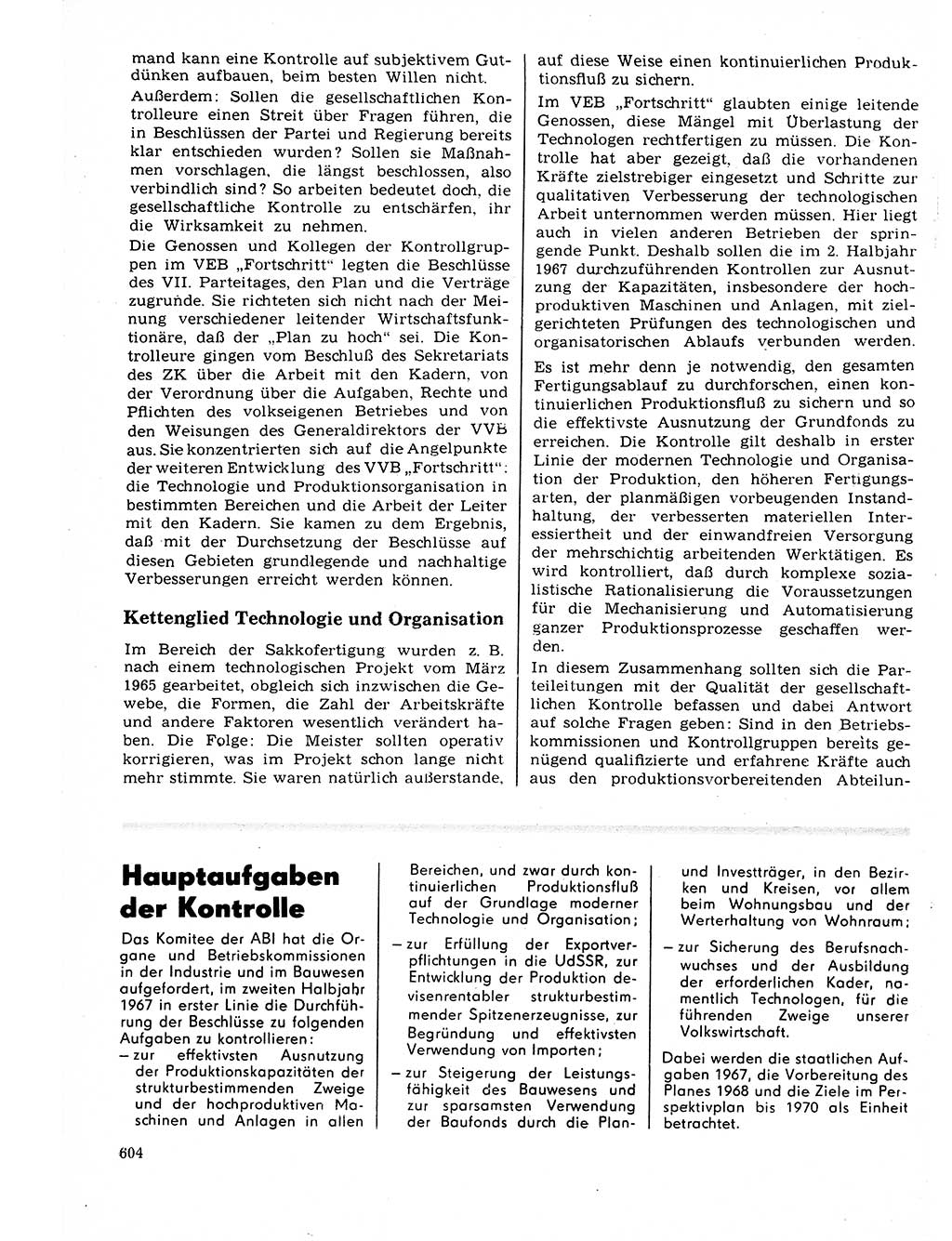 Neuer Weg (NW), Organ des Zentralkomitees (ZK) der SED (Sozialistische Einheitspartei Deutschlands) für Fragen des Parteilebens, 22. Jahrgang [Deutsche Demokratische Republik (DDR)] 1967, Seite 604 (NW ZK SED DDR 1967, S. 604)