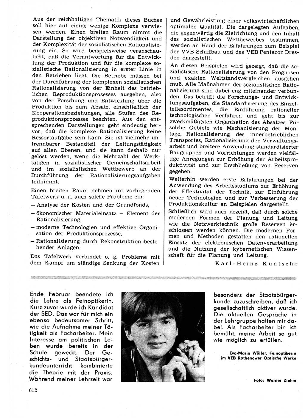 Neuer Weg (NW), Organ des Zentralkomitees (ZK) der SED (Sozialistische Einheitspartei Deutschlands) für Fragen des Parteilebens, 22. Jahrgang [Deutsche Demokratische Republik (DDR)] 1967, Seite 612 (NW ZK SED DDR 1967, S. 612)