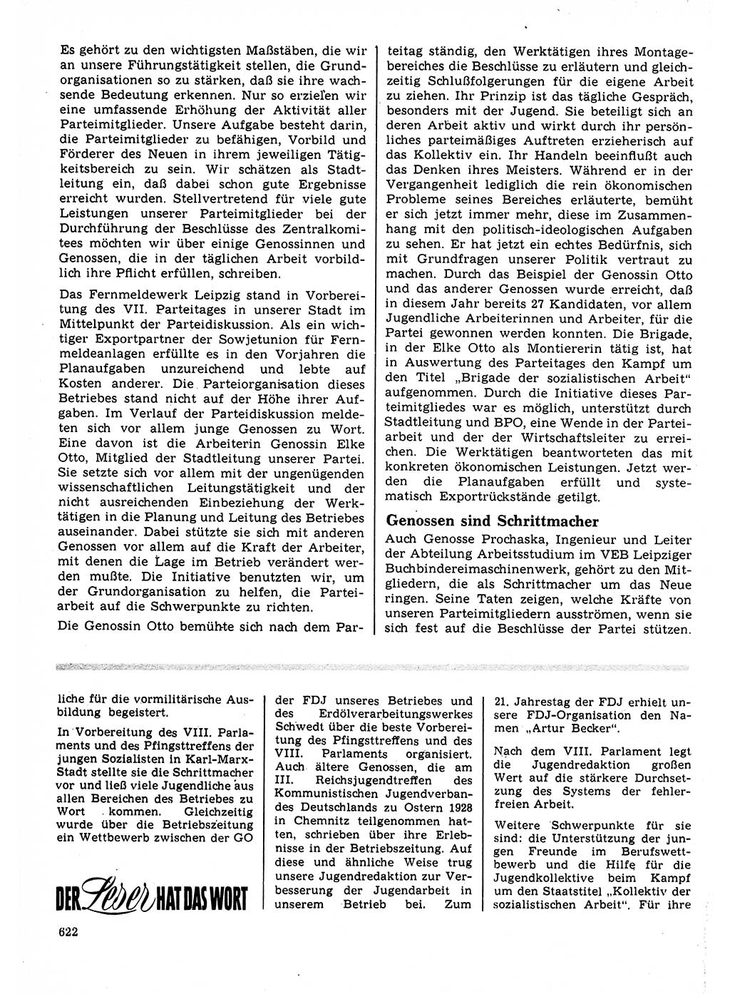 Neuer Weg (NW), Organ des Zentralkomitees (ZK) der SED (Sozialistische Einheitspartei Deutschlands) für Fragen des Parteilebens, 22. Jahrgang [Deutsche Demokratische Republik (DDR)] 1967, Seite 622 (NW ZK SED DDR 1967, S. 622)