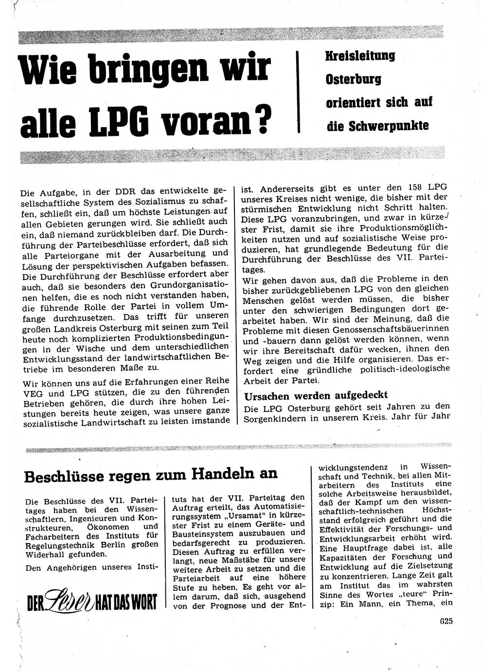 Neuer Weg (NW), Organ des Zentralkomitees (ZK) der SED (Sozialistische Einheitspartei Deutschlands) für Fragen des Parteilebens, 22. Jahrgang [Deutsche Demokratische Republik (DDR)] 1967, Seite 625 (NW ZK SED DDR 1967, S. 625)