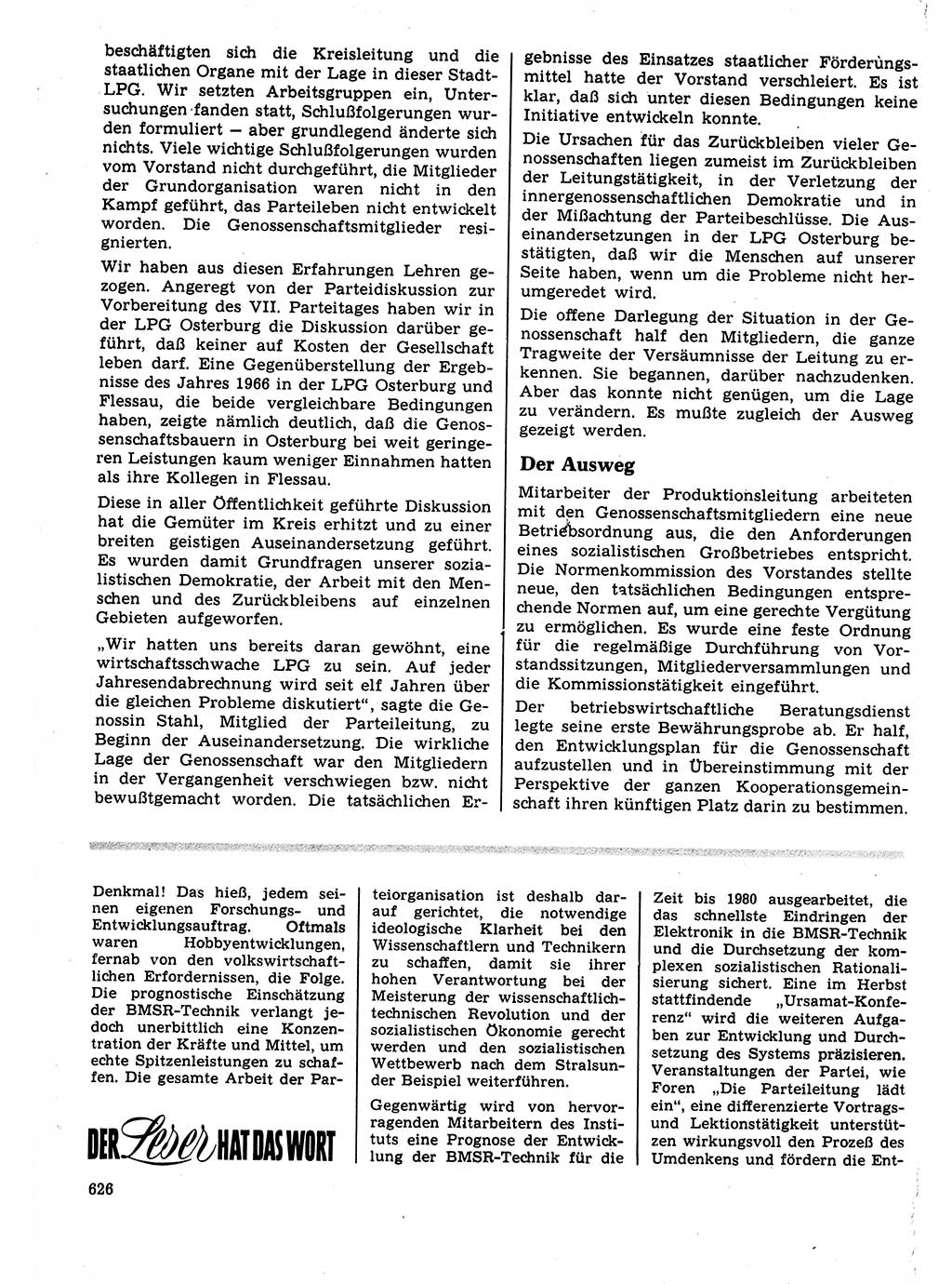 Neuer Weg (NW), Organ des Zentralkomitees (ZK) der SED (Sozialistische Einheitspartei Deutschlands) für Fragen des Parteilebens, 22. Jahrgang [Deutsche Demokratische Republik (DDR)] 1967, Seite 626 (NW ZK SED DDR 1967, S. 626)