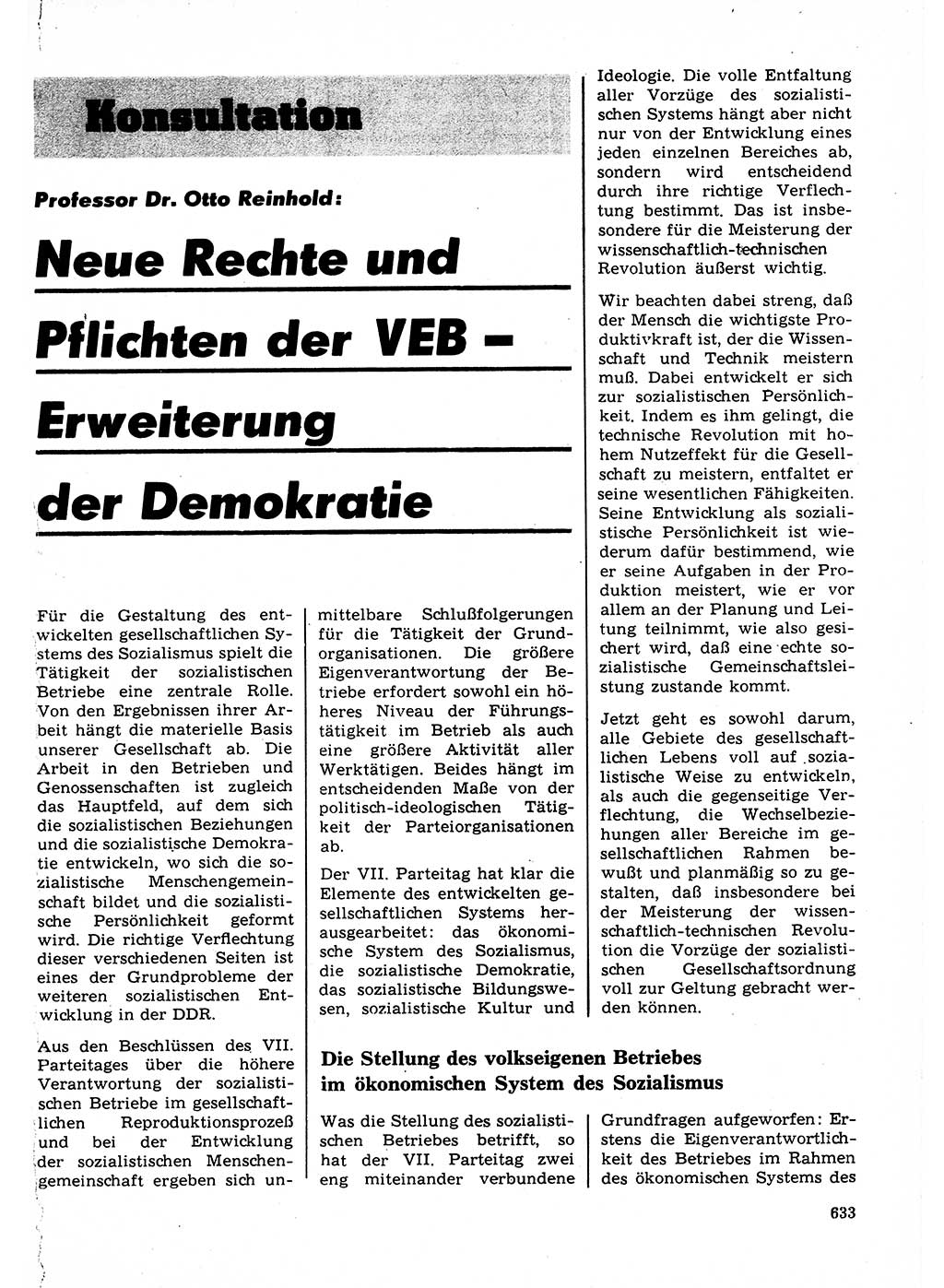 Neuer Weg (NW), Organ des Zentralkomitees (ZK) der SED (Sozialistische Einheitspartei Deutschlands) für Fragen des Parteilebens, 22. Jahrgang [Deutsche Demokratische Republik (DDR)] 1967, Seite 633 (NW ZK SED DDR 1967, S. 633)
