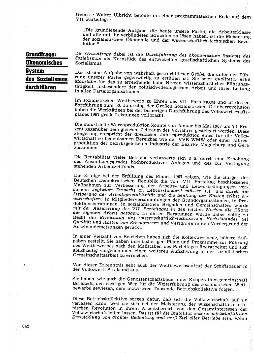Neuer Weg (NW), Organ des Zentralkomitees (ZK) der SED (Sozialistische Einheitspartei Deutschlands) für Fragen des Parteilebens, 22. Jahrgang [Deutsche Demokratische Republik (DDR)] 1967, Seite 642 (NW ZK SED DDR 1967, S. 642)