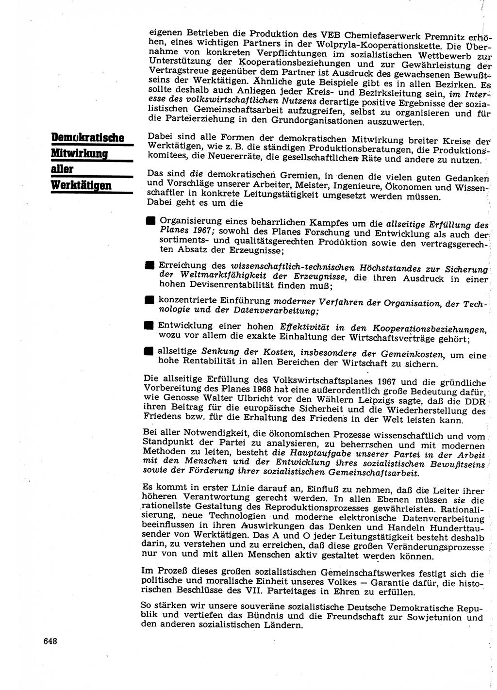 Neuer Weg (NW), Organ des Zentralkomitees (ZK) der SED (Sozialistische Einheitspartei Deutschlands) für Fragen des Parteilebens, 22. Jahrgang [Deutsche Demokratische Republik (DDR)] 1967, Seite 648 (NW ZK SED DDR 1967, S. 648)