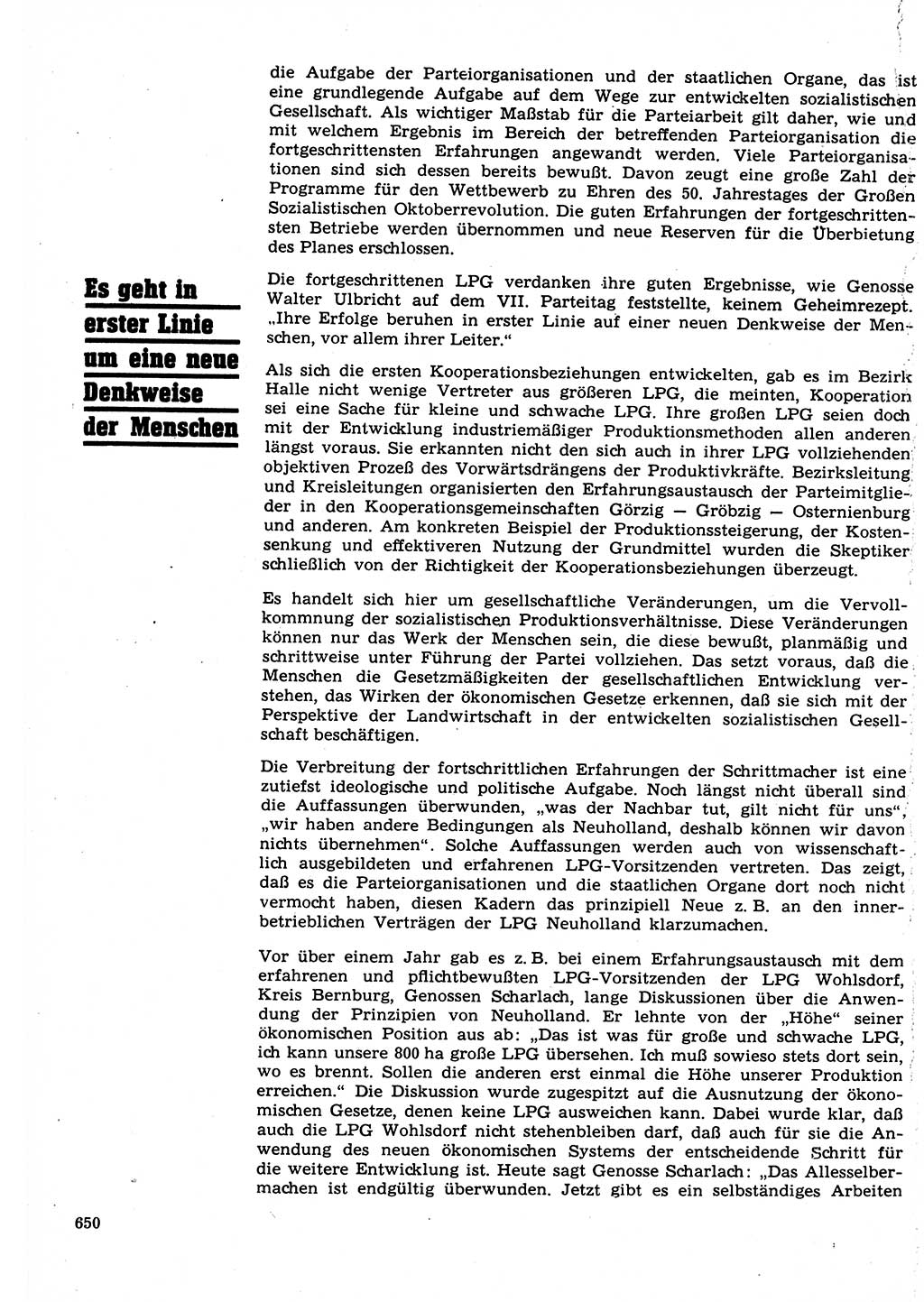 Neuer Weg (NW), Organ des Zentralkomitees (ZK) der SED (Sozialistische Einheitspartei Deutschlands) für Fragen des Parteilebens, 22. Jahrgang [Deutsche Demokratische Republik (DDR)] 1967, Seite 650 (NW ZK SED DDR 1967, S. 650)