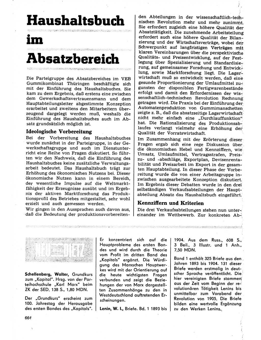 Neuer Weg (NW), Organ des Zentralkomitees (ZK) der SED (Sozialistische Einheitspartei Deutschlands) für Fragen des Parteilebens, 22. Jahrgang [Deutsche Demokratische Republik (DDR)] 1967, Seite 664 (NW ZK SED DDR 1967, S. 664)