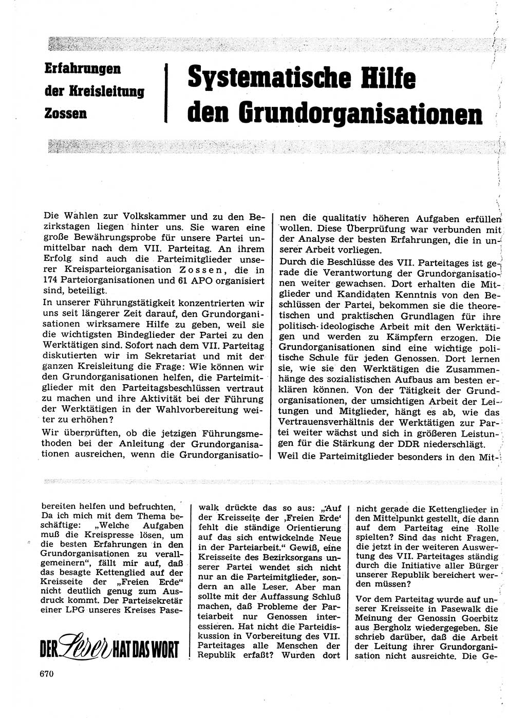 Neuer Weg (NW), Organ des Zentralkomitees (ZK) der SED (Sozialistische Einheitspartei Deutschlands) für Fragen des Parteilebens, 22. Jahrgang [Deutsche Demokratische Republik (DDR)] 1967, Seite 670 (NW ZK SED DDR 1967, S. 670)