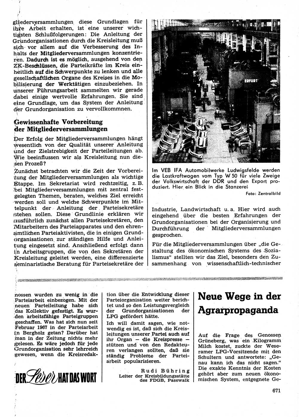 Neuer Weg (NW), Organ des Zentralkomitees (ZK) der SED (Sozialistische Einheitspartei Deutschlands) für Fragen des Parteilebens, 22. Jahrgang [Deutsche Demokratische Republik (DDR)] 1967, Seite 671 (NW ZK SED DDR 1967, S. 671)