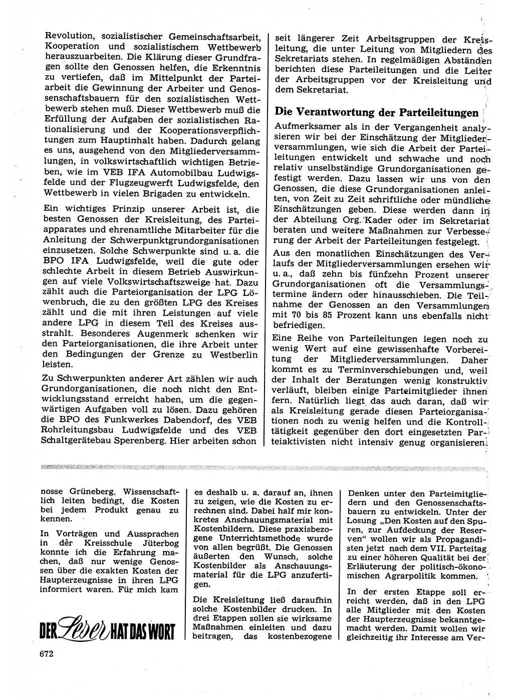 Neuer Weg (NW), Organ des Zentralkomitees (ZK) der SED (Sozialistische Einheitspartei Deutschlands) für Fragen des Parteilebens, 22. Jahrgang [Deutsche Demokratische Republik (DDR)] 1967, Seite 672 (NW ZK SED DDR 1967, S. 672)