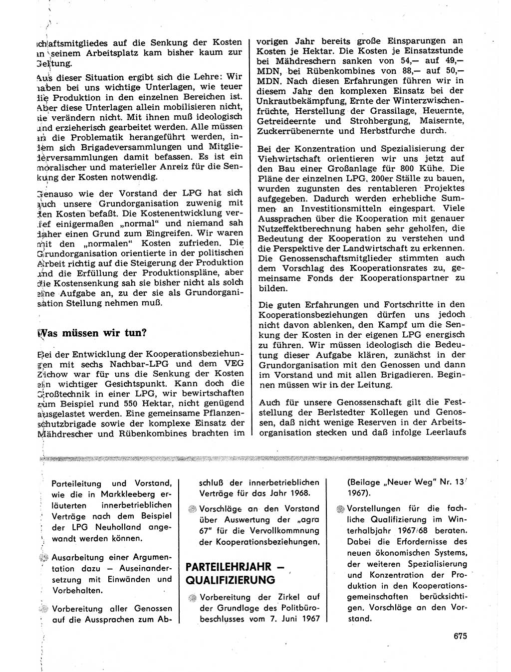Neuer Weg (NW), Organ des Zentralkomitees (ZK) der SED (Sozialistische Einheitspartei Deutschlands) für Fragen des Parteilebens, 22. Jahrgang [Deutsche Demokratische Republik (DDR)] 1967, Seite 675 (NW ZK SED DDR 1967, S. 675)