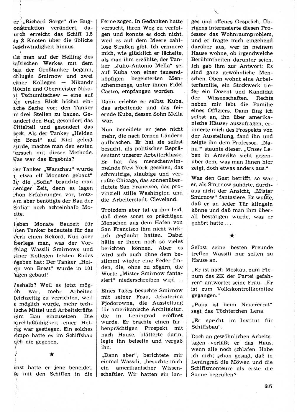 Neuer Weg (NW), Organ des Zentralkomitees (ZK) der SED (Sozialistische Einheitspartei Deutschlands) für Fragen des Parteilebens, 22. Jahrgang [Deutsche Demokratische Republik (DDR)] 1967, Seite 687 (NW ZK SED DDR 1967, S. 687)