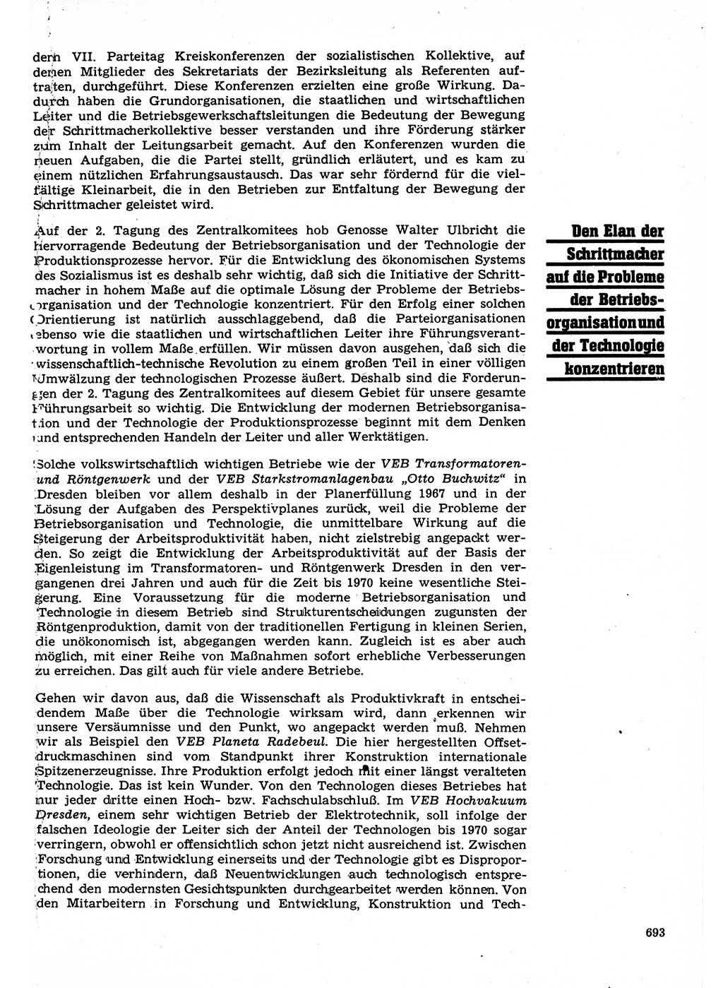 Neuer Weg (NW), Organ des Zentralkomitees (ZK) der SED (Sozialistische Einheitspartei Deutschlands) für Fragen des Parteilebens, 22. Jahrgang [Deutsche Demokratische Republik (DDR)] 1967, Seite 693 (NW ZK SED DDR 1967, S. 693)