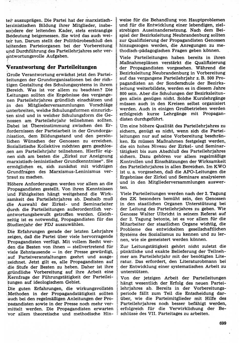 Neuer Weg (NW), Organ des Zentralkomitees (ZK) der SED (Sozialistische Einheitspartei Deutschlands) für Fragen des Parteilebens, 22. Jahrgang [Deutsche Demokratische Republik (DDR)] 1967, Seite 699 (NW ZK SED DDR 1967, S. 699)