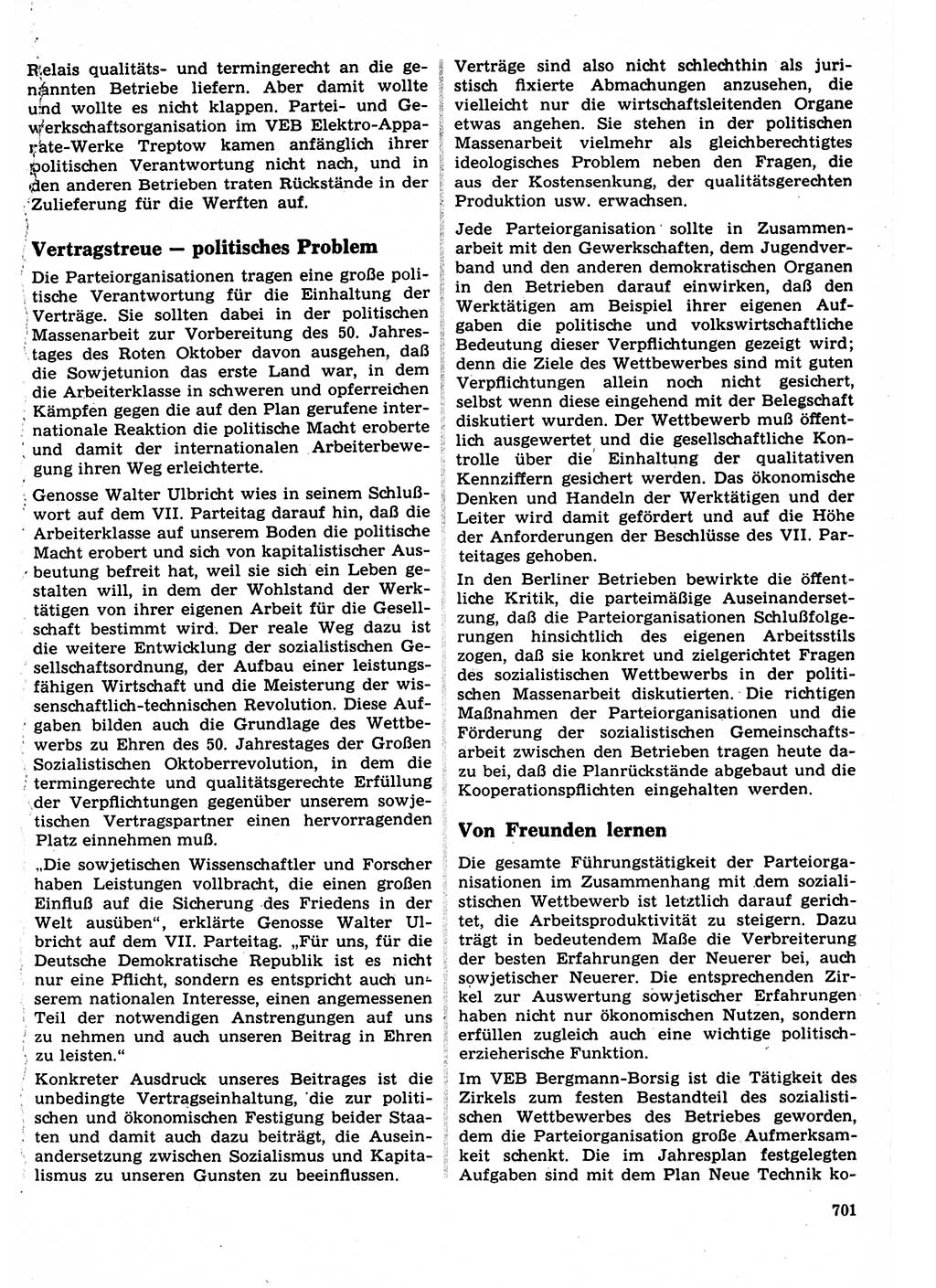 Neuer Weg (NW), Organ des Zentralkomitees (ZK) der SED (Sozialistische Einheitspartei Deutschlands) für Fragen des Parteilebens, 22. Jahrgang [Deutsche Demokratische Republik (DDR)] 1967, Seite 701 (NW ZK SED DDR 1967, S. 701)