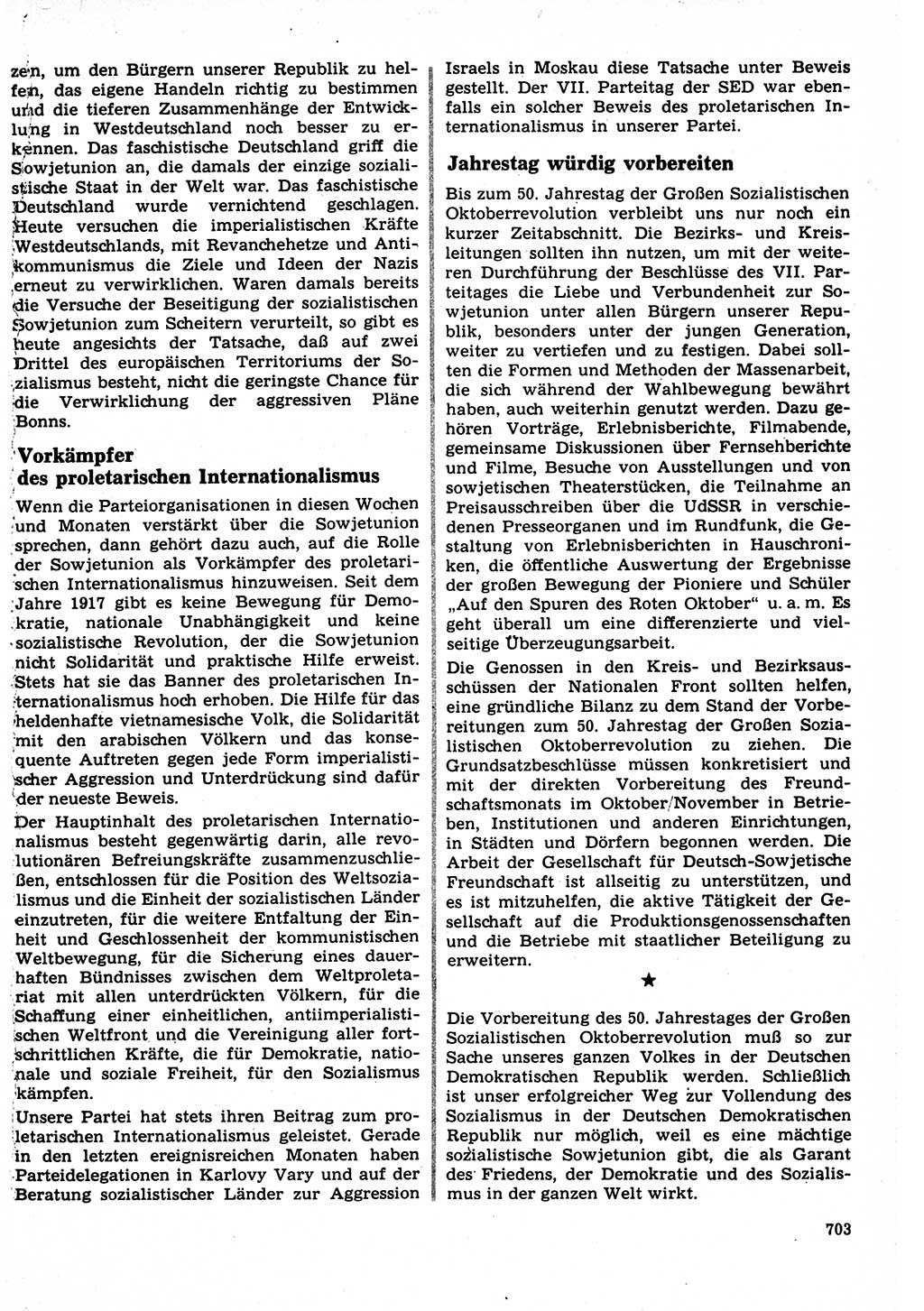 Neuer Weg (NW), Organ des Zentralkomitees (ZK) der SED (Sozialistische Einheitspartei Deutschlands) für Fragen des Parteilebens, 22. Jahrgang [Deutsche Demokratische Republik (DDR)] 1967, Seite 703 (NW ZK SED DDR 1967, S. 703)