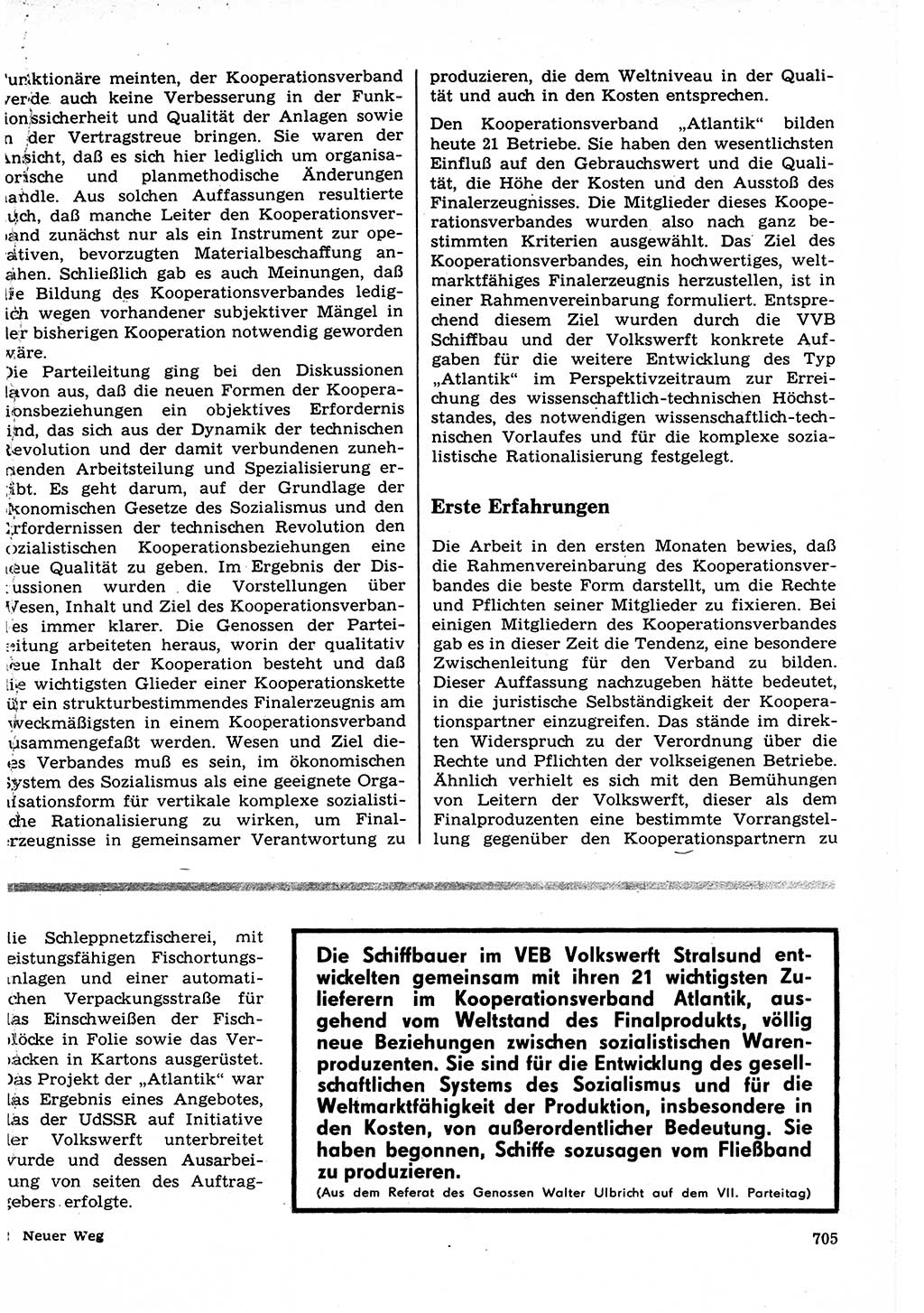 Neuer Weg (NW), Organ des Zentralkomitees (ZK) der SED (Sozialistische Einheitspartei Deutschlands) für Fragen des Parteilebens, 22. Jahrgang [Deutsche Demokratische Republik (DDR)] 1967, Seite 705 (NW ZK SED DDR 1967, S. 705)
