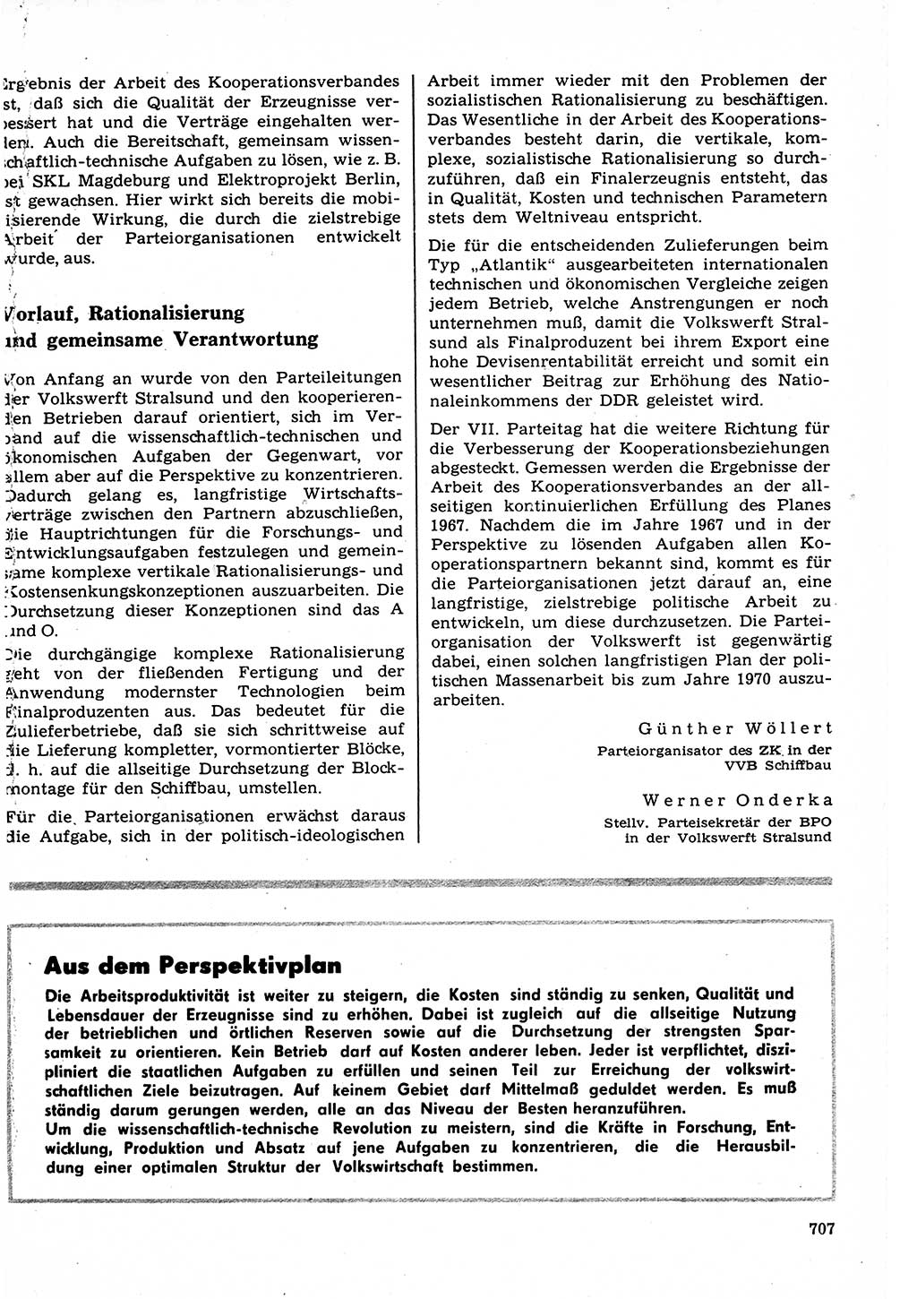 Neuer Weg (NW), Organ des Zentralkomitees (ZK) der SED (Sozialistische Einheitspartei Deutschlands) für Fragen des Parteilebens, 22. Jahrgang [Deutsche Demokratische Republik (DDR)] 1967, Seite 707 (NW ZK SED DDR 1967, S. 707)