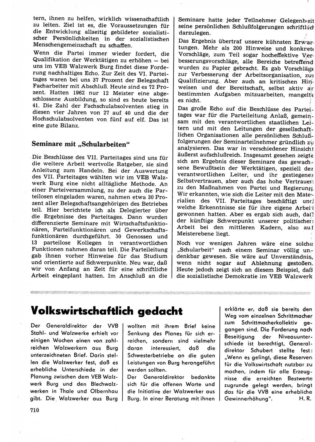 Neuer Weg (NW), Organ des Zentralkomitees (ZK) der SED (Sozialistische Einheitspartei Deutschlands) für Fragen des Parteilebens, 22. Jahrgang [Deutsche Demokratische Republik (DDR)] 1967, Seite 710 (NW ZK SED DDR 1967, S. 710)