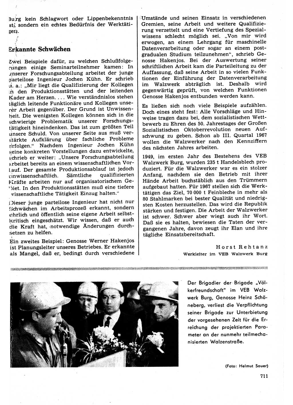 Neuer Weg (NW), Organ des Zentralkomitees (ZK) der SED (Sozialistische Einheitspartei Deutschlands) für Fragen des Parteilebens, 22. Jahrgang [Deutsche Demokratische Republik (DDR)] 1967, Seite 711 (NW ZK SED DDR 1967, S. 711)