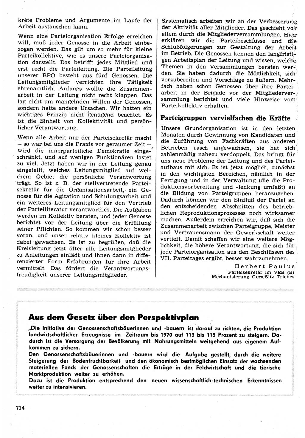 Neuer Weg (NW), Organ des Zentralkomitees (ZK) der SED (Sozialistische Einheitspartei Deutschlands) für Fragen des Parteilebens, 22. Jahrgang [Deutsche Demokratische Republik (DDR)] 1967, Seite 714 (NW ZK SED DDR 1967, S. 714)