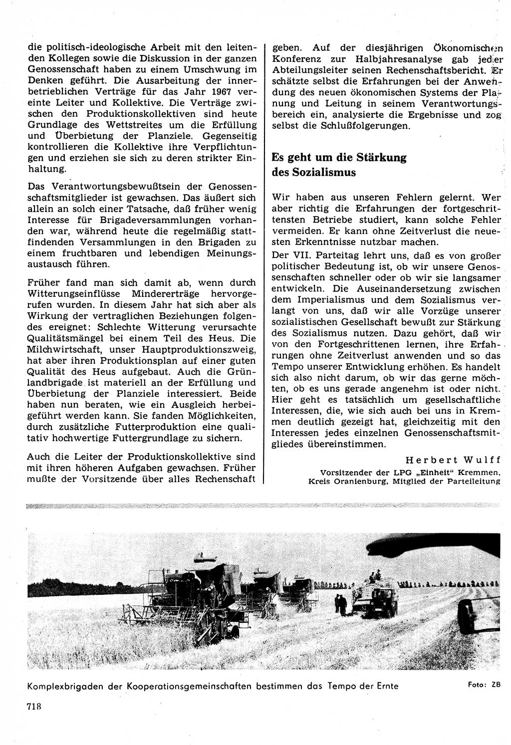Neuer Weg (NW), Organ des Zentralkomitees (ZK) der SED (Sozialistische Einheitspartei Deutschlands) für Fragen des Parteilebens, 22. Jahrgang [Deutsche Demokratische Republik (DDR)] 1967, Seite 718 (NW ZK SED DDR 1967, S. 718)