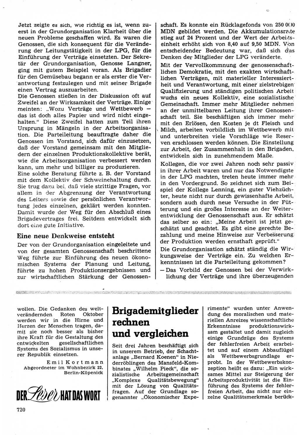Neuer Weg (NW), Organ des Zentralkomitees (ZK) der SED (Sozialistische Einheitspartei Deutschlands) für Fragen des Parteilebens, 22. Jahrgang [Deutsche Demokratische Republik (DDR)] 1967, Seite 720 (NW ZK SED DDR 1967, S. 720)