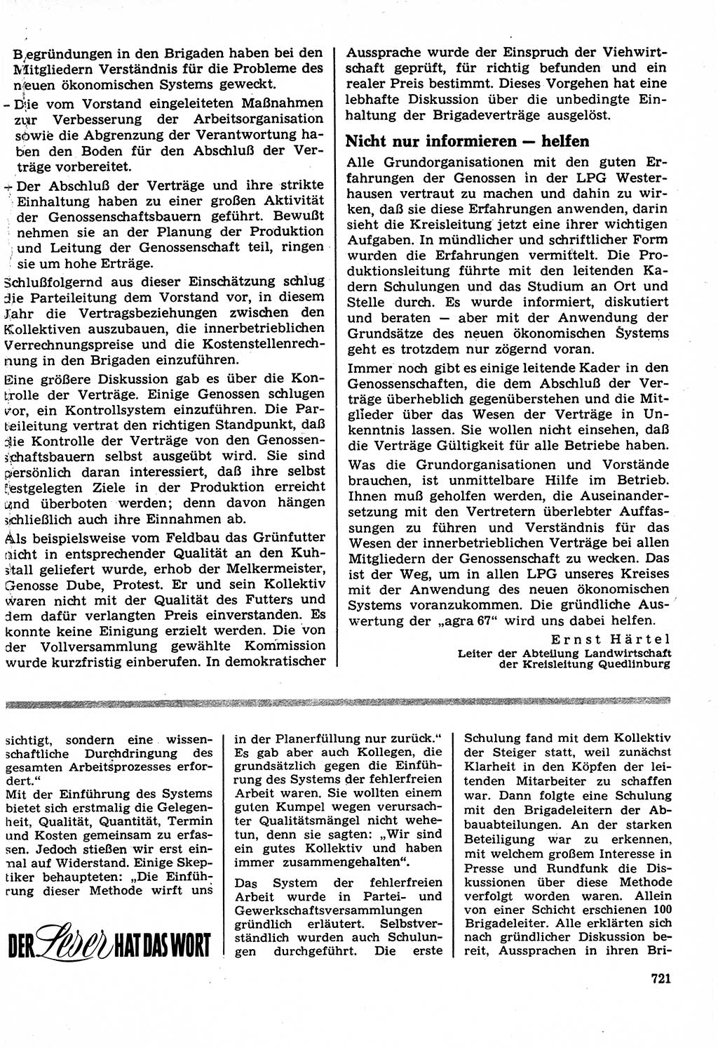 Neuer Weg (NW), Organ des Zentralkomitees (ZK) der SED (Sozialistische Einheitspartei Deutschlands) für Fragen des Parteilebens, 22. Jahrgang [Deutsche Demokratische Republik (DDR)] 1967, Seite 721 (NW ZK SED DDR 1967, S. 721)