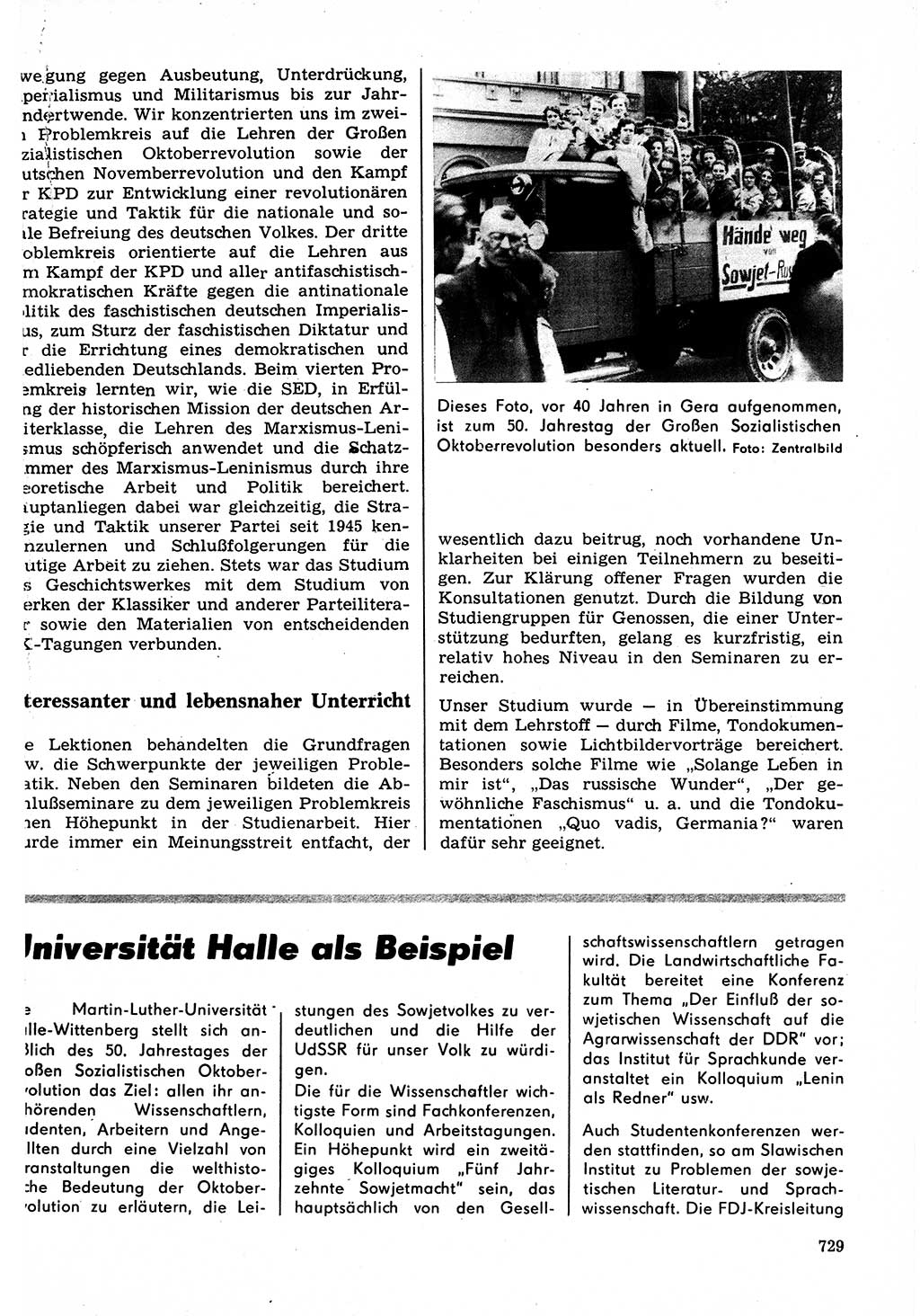 Neuer Weg (NW), Organ des Zentralkomitees (ZK) der SED (Sozialistische Einheitspartei Deutschlands) für Fragen des Parteilebens, 22. Jahrgang [Deutsche Demokratische Republik (DDR)] 1967, Seite 729 (NW ZK SED DDR 1967, S. 729)