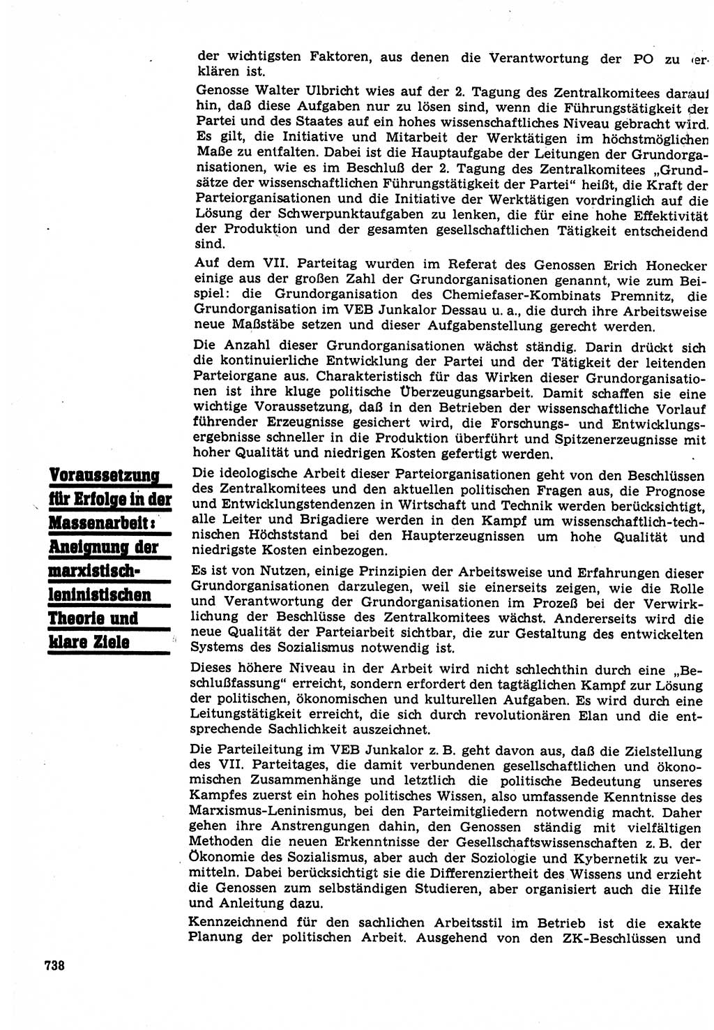 Neuer Weg (NW), Organ des Zentralkomitees (ZK) der SED (Sozialistische Einheitspartei Deutschlands) für Fragen des Parteilebens, 22. Jahrgang [Deutsche Demokratische Republik (DDR)] 1967, Seite 738 (NW ZK SED DDR 1967, S. 738)