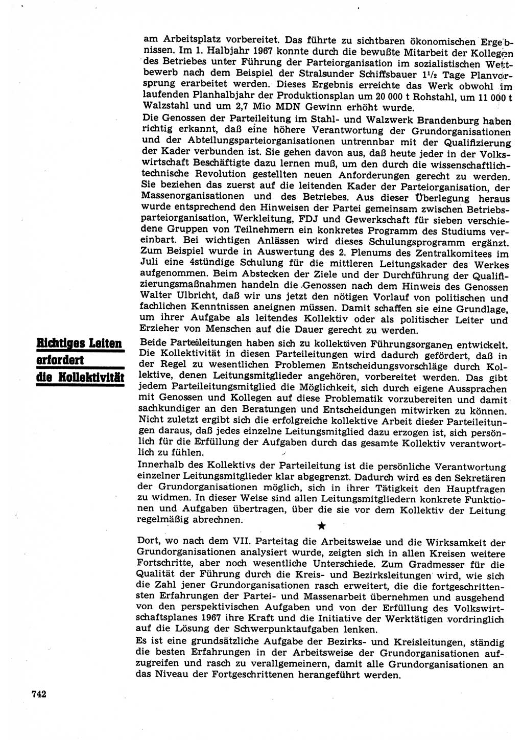 Neuer Weg (NW), Organ des Zentralkomitees (ZK) der SED (Sozialistische Einheitspartei Deutschlands) für Fragen des Parteilebens, 22. Jahrgang [Deutsche Demokratische Republik (DDR)] 1967, Seite 742 (NW ZK SED DDR 1967, S. 742)